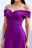 Off The Shoulder A Line Plum Formal Dress