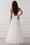 White A Line Chiffon Holiday Dress with Slit