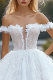 Off The Shoulder White A Line Graduation Dress With Appliques