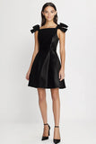 Satin A Line Little Black Dress with Bows