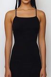 Spaghetti Straps Bodycon Long Black Tie Dress