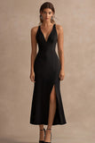 A Line Midi V-Neck Formal Dress with Slit