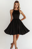 Black A Line Chiffon Knee-Length Graduation Dress