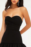 Strapless Ruffled A Line Little Black Dress