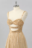Gold A-Line Cut-Out Sequin Mini Homecoming Dress