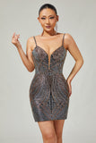 Bodycon Beaded Black Homecoming Dress