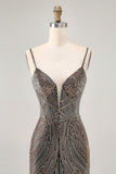 Royal Blue Spaghetti Straps Beaded Bodycon Homecoming Dress