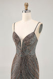 Burgundy Beaded Spaghetti Straps Bodycon Homecoming Dress