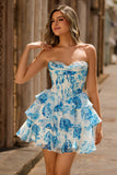 Pink Sweetheart Corset A-Line Printed Homecoming Dress With Sequins