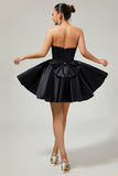 Black A-Line Sweetheart Beaded Homecoming Dress With Bow