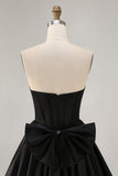 Black A-Line Sweetheart Beaded Homecoming Dress With Bow