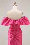 Fuchsia Off The Shoulder Corset Bodycon Homecoming Dress