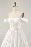 Pink A Line Ruched Off The Shoulder Homecoming Dress