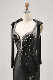 Black Rhinestone Tight Homecoming Dress with Slit