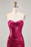 Sparkly Fuchsia Sweetheart Bodycon Homecoming Dress