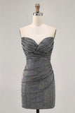 Beaded Strapless Bodycon Black Homecoming Dress