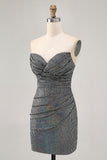 Beaded Strapless Bodycon Black Homecoming Dress
