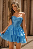 Yellow Ruffled Corset A-Line Sweetheart Homecoming Dress