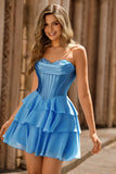 Yellow Ruffled Corset A-Line Sweetheart Homecoming Dress