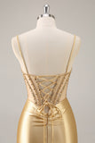 Golden Corset Tight Homecoming Dress with Beading