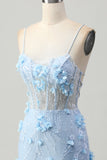 Blush Bodycon Corset Sequin Homecoming Dress with 3D Flowers