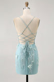 Sequin Green Bodycon Corset Homecoming Dress With 3D Flowers
