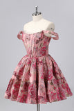 Dark Green Brocade Floral A Line Corset Homecoming Dress