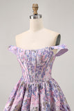 Dark Green Brocade Floral A Line Corset Homecoming Dress