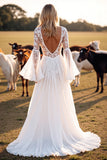 Corset White A Line Wedding Dress with Appliques
