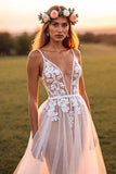 Lace A Line White Long Wedding Dress