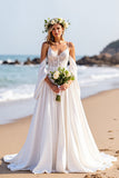 Lace White Long A Line Wedding Dress