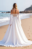Lace White Long A Line Wedding Dress