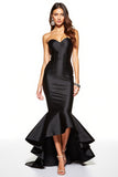 Mermaid Satin Strapless Black Tie Dress