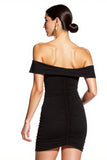 Off The Shoulder Bodycon Black Mini Dress