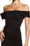 Off The Shoulder Bodycon Black Mini Dress