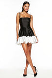 Black and White Spaghetti Straps A-Line Mini Dress