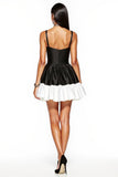 Black and White Spaghetti Straps A-Line Mini Dress