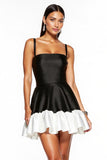 Black and White Spaghetti Straps A-Line Mini Dress