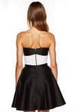 Strapless A-Line Black and White Mini Dress With Slit