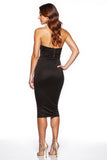 Simple Strapless Black Bodycon Midi Dress