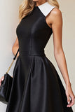 Stylish Black And White A-Line Satin Mini Dress