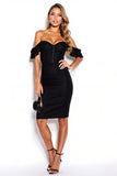 Off The Shoulder Black Bodycon Mini Dress