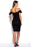 Off The Shoulder Black Bodycon Mini Dress