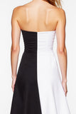 Black And White Strapless A-Line Cocktail Dress With Slit