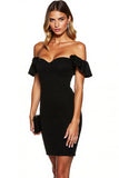 Chic Off The Shoulder Bodycon Black Cocktail Dress
