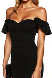 Chic Off The Shoulder Bodycon Black Cocktail Dress