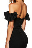 Chic Off The Shoulder Bodycon Black Cocktail Dress