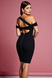 Asymmetrical Bodycon Black Mini Dress