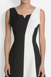 Black And White A-Line Square Neck Midi Dress