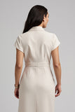 Apricot Sheath Lapel Neck Work Dress